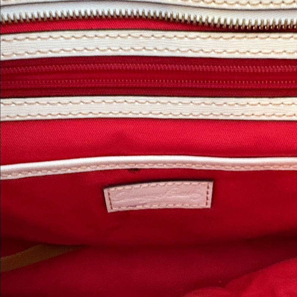 Dooney & Bourke White Saffiano and Brown Leather Accent Shopper Tote - Picture 7 of 10